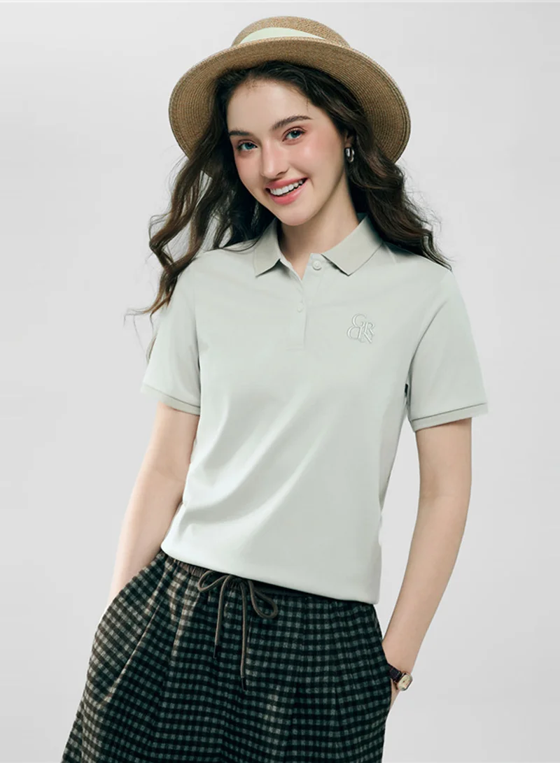 GIORDANO Women’s Embroidered Cotton Liquid Touch Polo